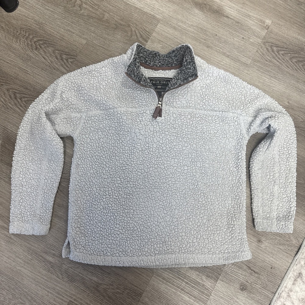 True Grit Women's Sherpa Fleece 1/4 Zip Frosty Tip Pullover Jacket Large